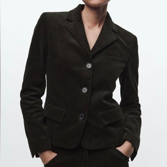 Zara Womens Limited Edition Courdoury Blazer Jacket Large Dark Olive Green - Picture 1 of 14